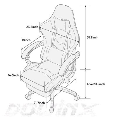 Moderno stile di design sedia girevole sedia da gioco con poggiapiedi e caratteristiche regolabili