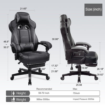 27.16&quot;D x 20.66&quot;W x 47.24&quot;H in Ergonomic Gaming Chair con poggia gambe e poggiapiedi