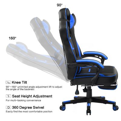 3 Gas Lift Ergonomic Gaming Chair con poggiapiedi in cuoio PU High Back Office Desk Chair