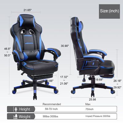 3 Gas Lift Ergonomic Gaming Chair con poggiapiedi in cuoio PU High Back Office Desk Chair
