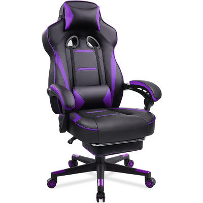 Sedia ergonomica per giochi con poggiapiedi e funzione di rotazione a 360°/ regolazione dell'altezza/appoggio
