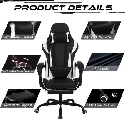 Sedia da gioco ergonomica in stile Iron High Back Racing con supporto lombare e poggiapiedi
