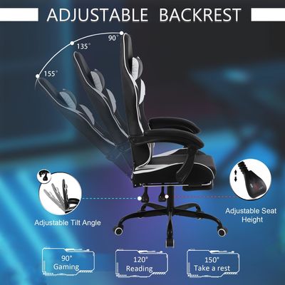 Sedia da gioco ergonomica in stile Iron High Back Racing con supporto lombare e poggiapiedi