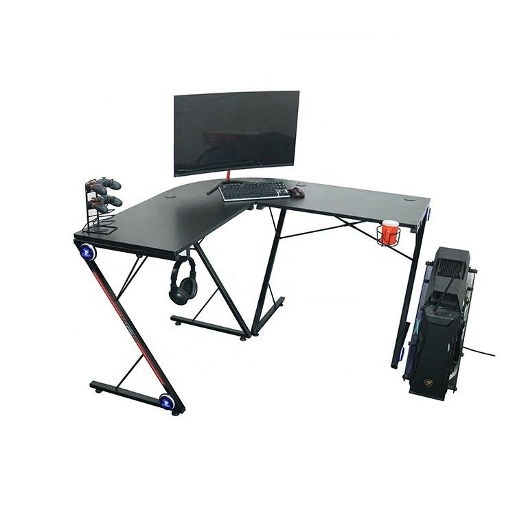 Spazio di lavoro Home Office Tavolo da gioco a forma di L con supporto per monitor rotondo