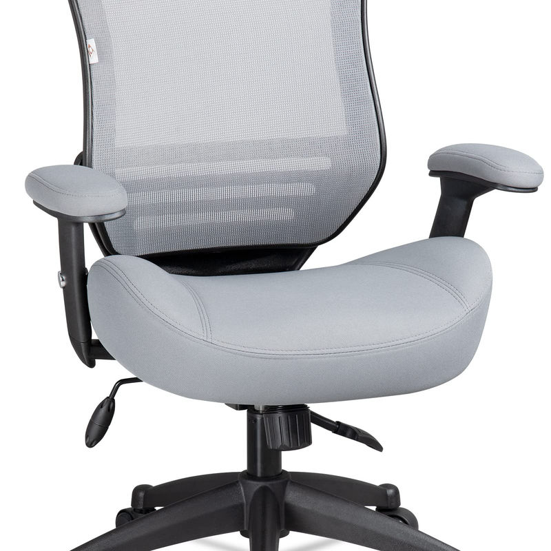 Sedile ergonomico per ufficio per computer con supporto per braccio e vita regolabile in altezza Grigio