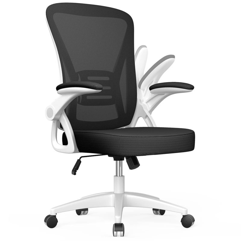 Comodo sedile per computer a schiena media con braccia flessibili e supporto lombare