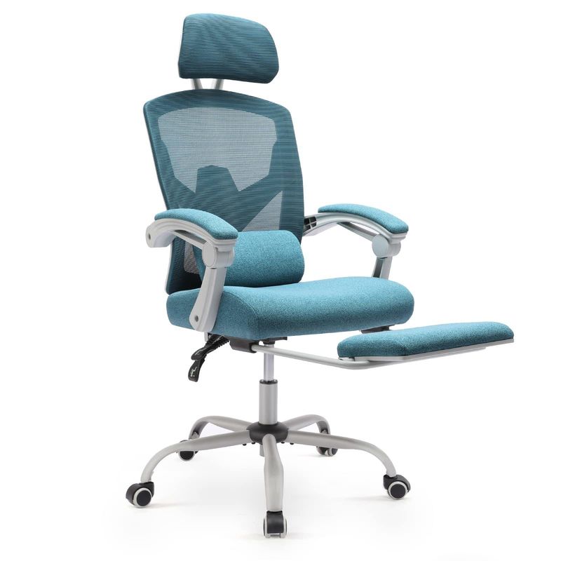 Sedia da ufficio ergonomica con ascensore a gas con cuscino lombare e poggiapiedi retrattile