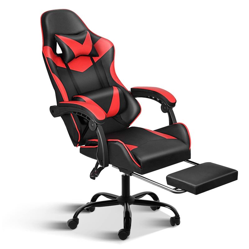 Sedia ergonomica per giochi con poggiapiedi e supporto lombare 20&quot;D x 25&quot;W x 46&quot;H/360 Girante