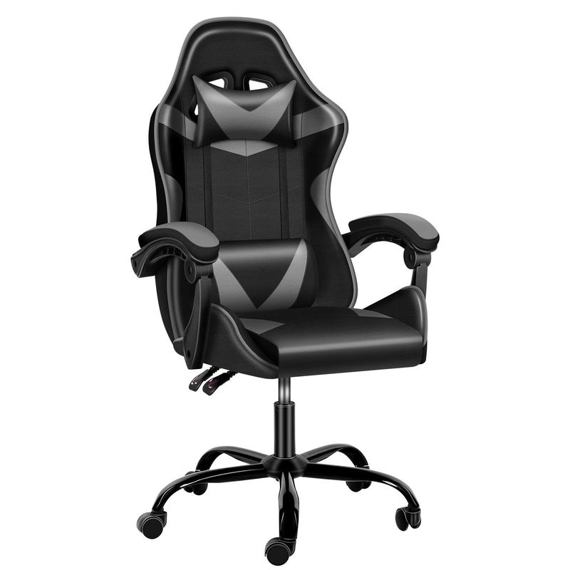Sedia ergonomica per videogiochi con poggiapiedi e supporto lombare