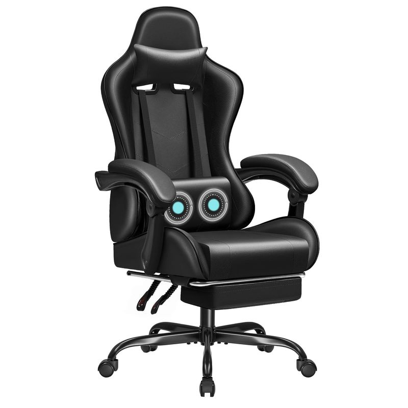 Sedile da gioco da corsa in pelle sintetica con supporto lombare per massaggi e sedile girevole 360