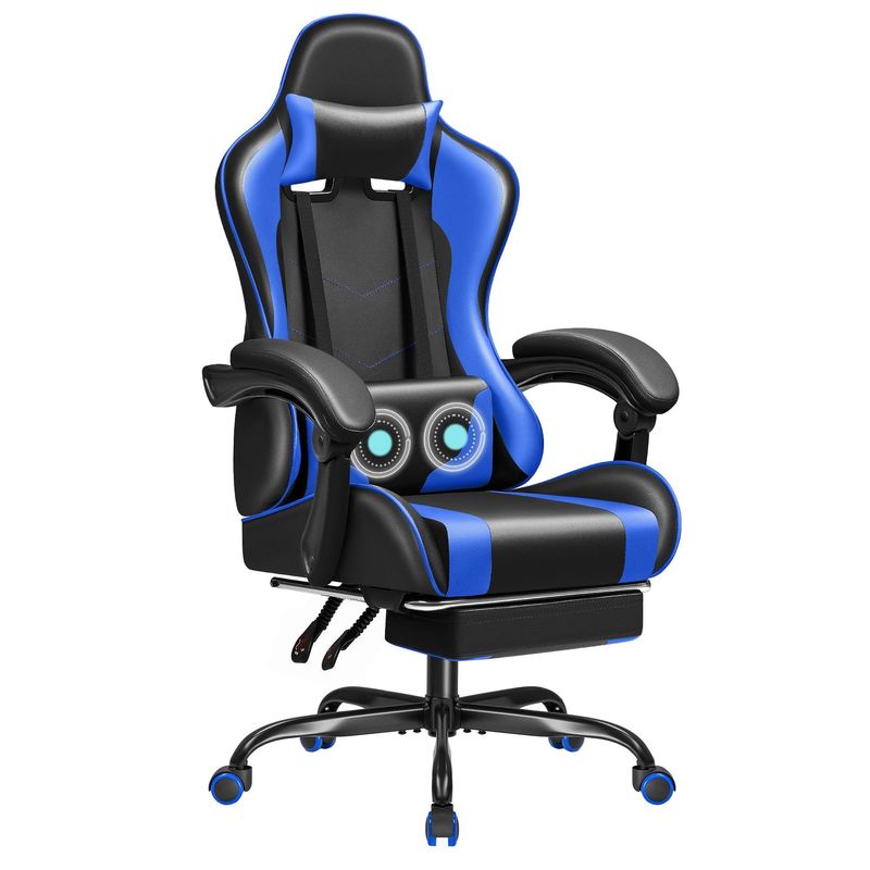 Sedile da gioco da corsa in pelle sintetica con supporto lombare per massaggi e sedile girevole 360