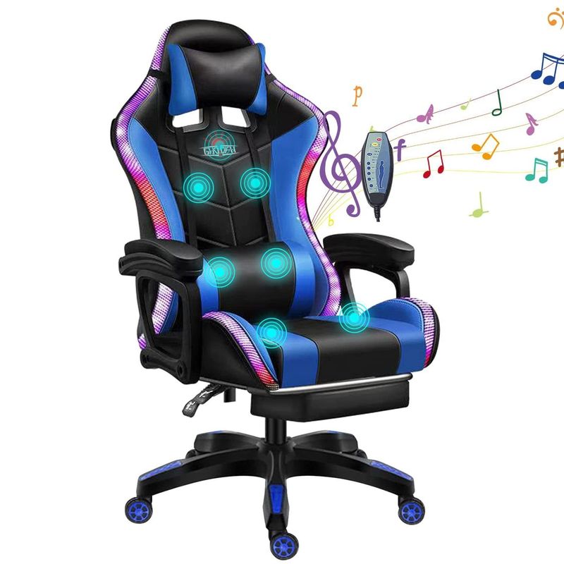 Sedile ergonomico per computer da ufficio con massaggio a 7 punti e luce LED RGB