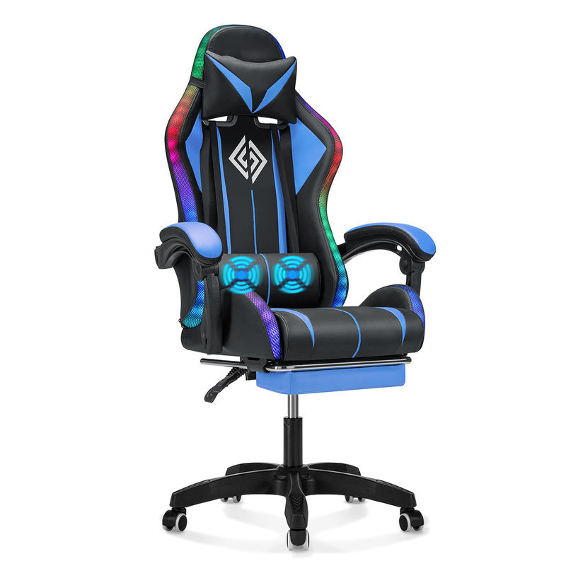 Poltrona da gioco ergonomica a colori personalizzati con poggiapiedi a luci a LED e stile girevole