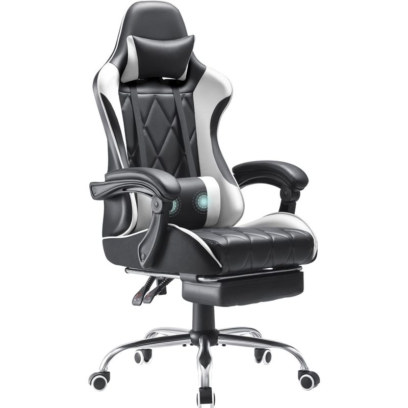 Sedia per computer ergonomica con poggiapiedi e supporto lombare per massaggi