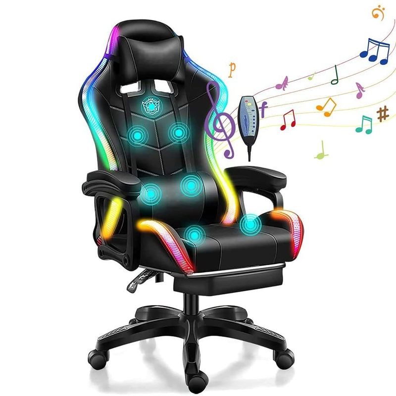 Poltrona giratoria per la confezione dei messaggi Poltrona giratoria per i giochi ALINUNU RGB con massaggio a 7 punti e luce a LED