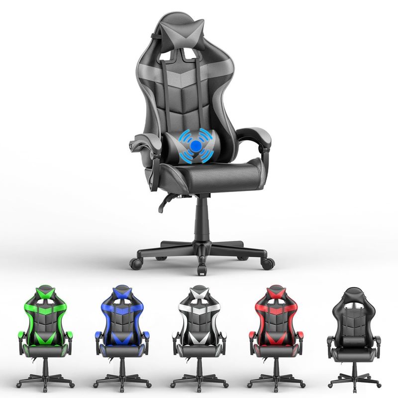 Ottieni l'Ultimate Gaming Experience PU Gaming Chair con Massaggio 33&quot;D x 24&quot;W x 49.2&quot;H
