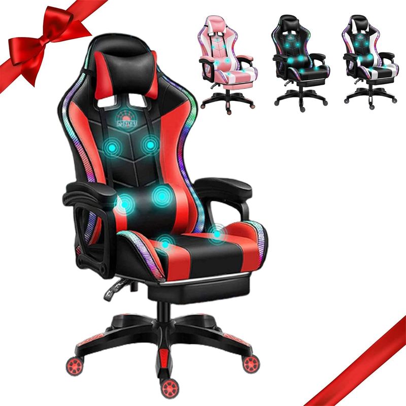 Aggiornate la vostra configurazione di gioco con ALINUNU PC Massage Gaming Chair con LED e altoparlanti
