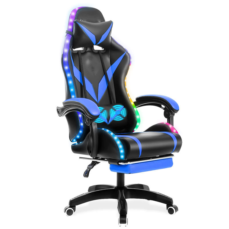Materiale di telaio di cloruro di polivinile sedia da gioco RGB con massaggio e luci a led perfetta