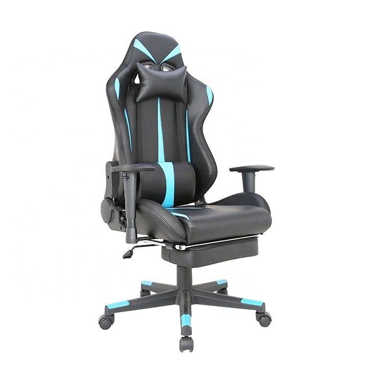 Pronta per la spedizione sedia da gioco in pelle nera e blu per mobili da ufficio