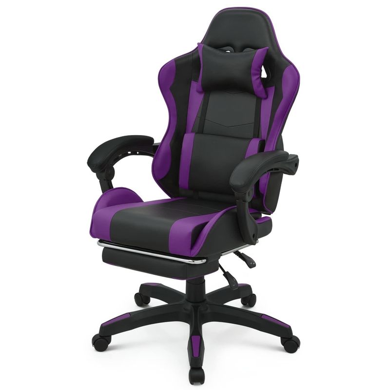 Sedile da videogioco ergonomica a schiena alta con poggiapiedi, poggiatesta, supporto lombare, sedile da gioco